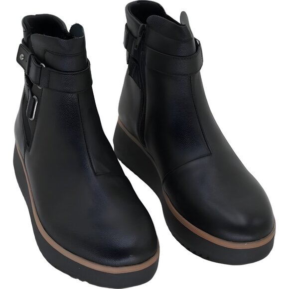 Clarks Zylah Rose Black Leather Ankle Boots Platform Women's EU 39.5 - Picture 1 of 6